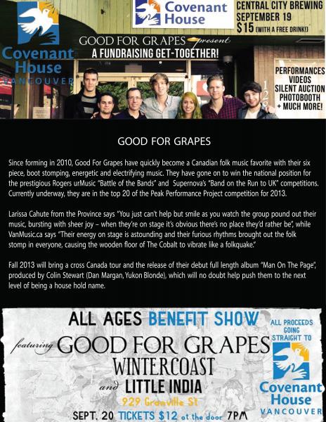 Good For Grapes benefit concert for Covenant House